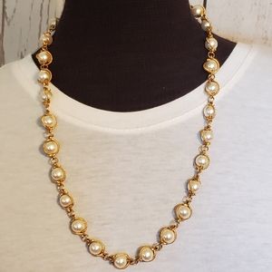 Napier goldtone faux pearls necklace 24 inches long